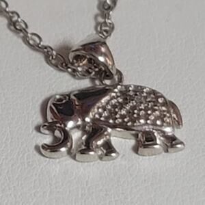 Bella Vie Fine Silver Plated pave Elephant Charm Necklace 16"